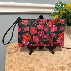 Juicy Couture Black and Pink Floral Wristlet